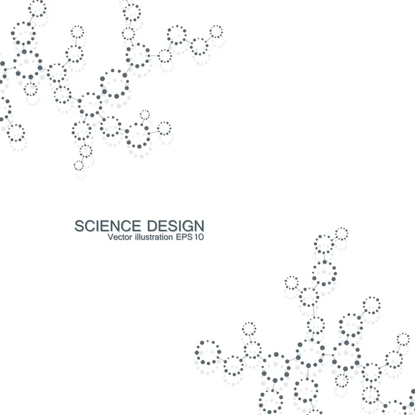 Estructura de la molécula de ADN y neuronas. Átomo estructural. Compuestos químicos. Medicina, ciencia, concepto tecnológico. Fondo abstracto geométrico. Ilustración vectorial para su diseño . — Vector de stock