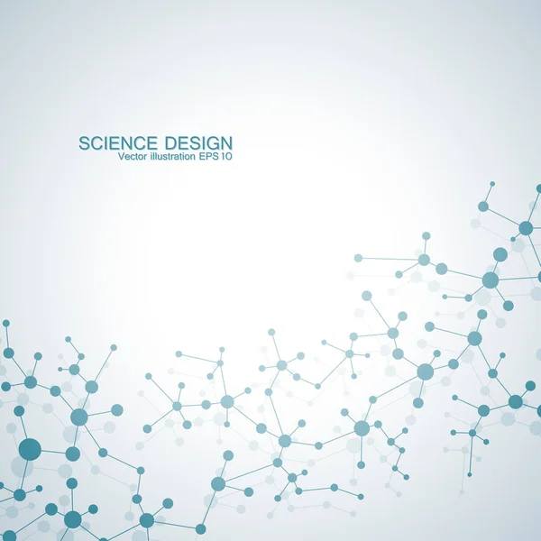 Estructura de la molécula de ADN y neuronas. Átomo estructural. Compuestos químicos. Medicina, ciencia, concepto tecnológico. Fondo abstracto geométrico. Ilustración vectorial para su diseño . — Vector de stock