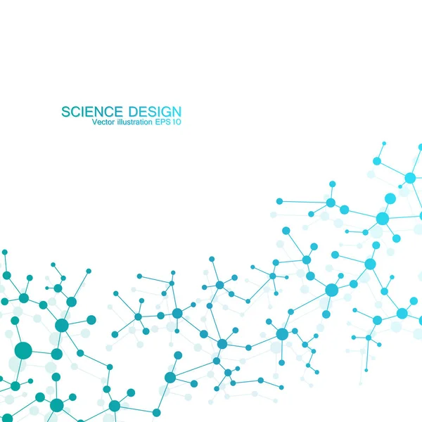 Estructura de la molécula de ADN y neuronas. Átomo estructural. Compuestos químicos. Medicina, ciencia, concepto tecnológico. Fondo abstracto geométrico. Ilustración vectorial para su diseño . — Archivo Imágenes Vectoriales