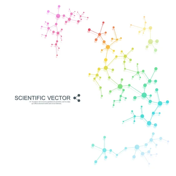 Estructura de la molécula de ADN y neuronas. Átomo estructural. Compuestos químicos. Medicina, ciencia, concepto tecnológico. Fondo abstracto geométrico. Ilustración vectorial para su diseño . — Archivo Imágenes Vectoriales