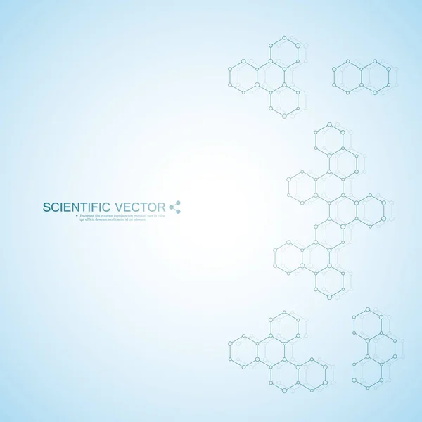 Structure molecule of DNA and neurons. Structural atom. Chemical compounds. Medicine, science, technology concept. Geometric abstract background. Vector illustration for your design. — Stock Vector