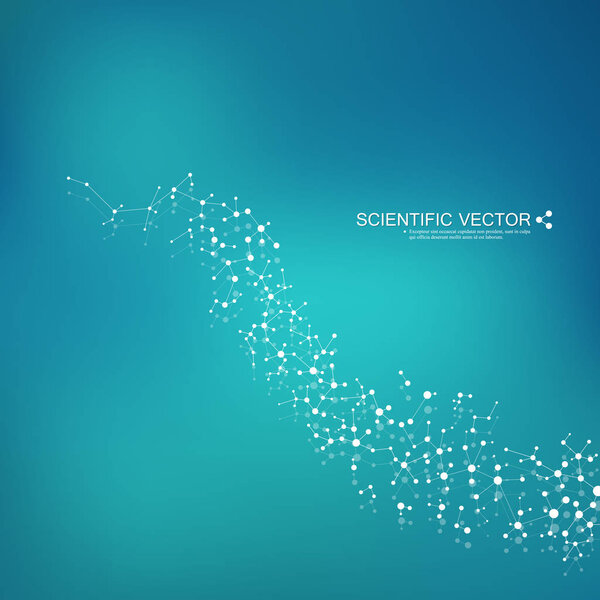 Structure molecule of DNA and neurons. Structural atom. Chemical compounds. Medicine, science, technology concept. Geometric abstract background. Vector illustration for your design.