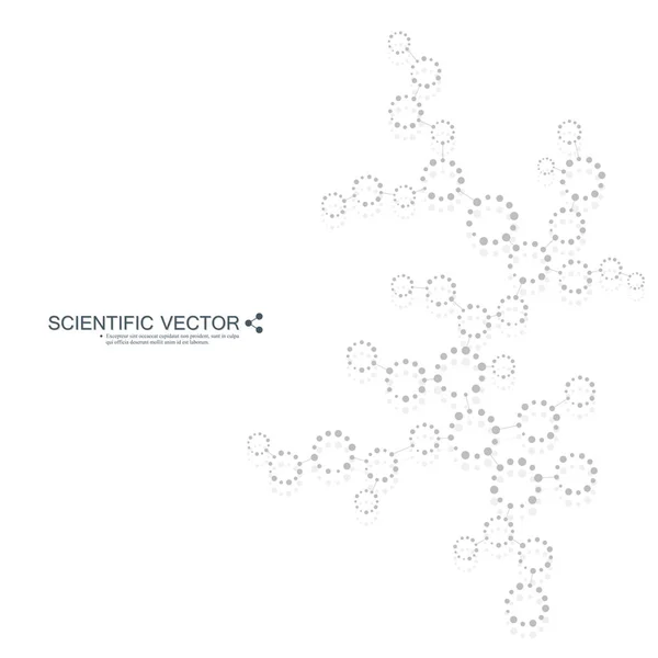 Estructura de la molécula de ADN y neuronas. Átomo estructural. Compuestos químicos. Medicina, ciencia, concepto tecnológico. Fondo abstracto geométrico. Ilustración vectorial para su diseño . — Vector de stock