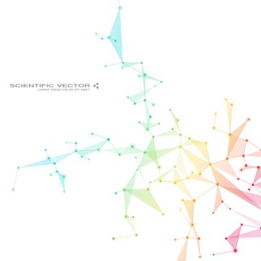 Molekülün Dna ve nöronlar vektör. Moleküler yapısı. Bağlantılı çizgilerin noktalı. Genetik kimyasal bileşikler. Kimya, tıp, bilim, teknoloji kavramı. Geometrik arka plan.