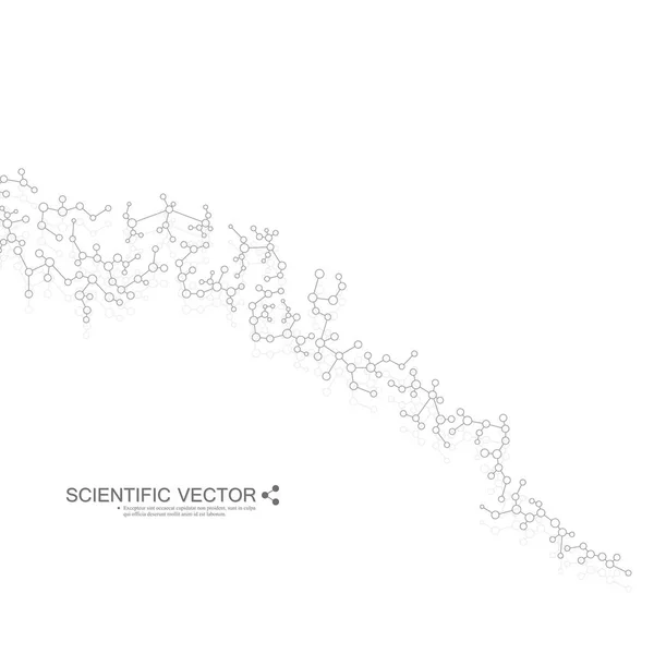 DNA molecolare e vettore di neuroni. Struttura molecolare. Linee collegate con punti. Composti chimici genetici. Chimica, medicina, scienza, tecnologia. Sfondo geometrico astratto . — Vettoriale Stock