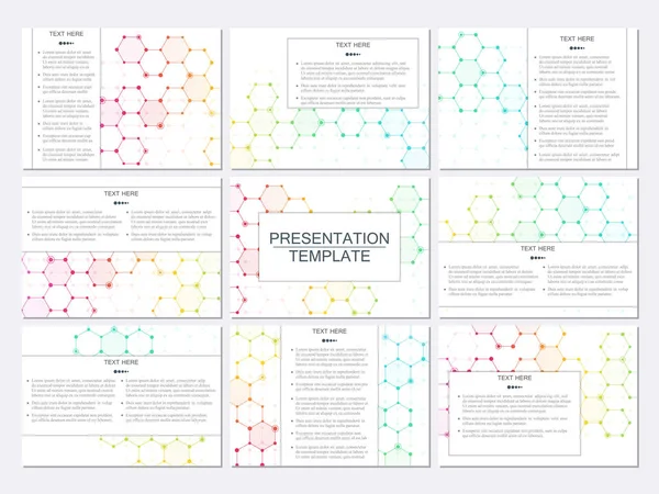 A4 크기에 현대 비즈니스 프레 젠 테이 션 템플릿 집합입니다. 분자 구조 Dna와 추상 배경 그리고 신경입니다. 의학, 과학, 기술 개념입니다. 확장 가능한 벡터 그래픽. — 스톡 벡터