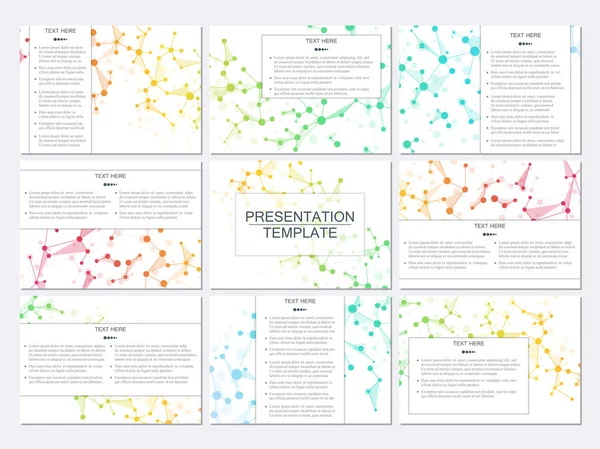 A4 크기에 현대 비즈니스 프레 젠 테이 션 템플릿 집합입니다. 분자 구조 Dna와 추상 배경 그리고 신경입니다. 의학, 과학, 기술 개념입니다. 확장 가능한 벡터 그래픽. — 스톡 벡터