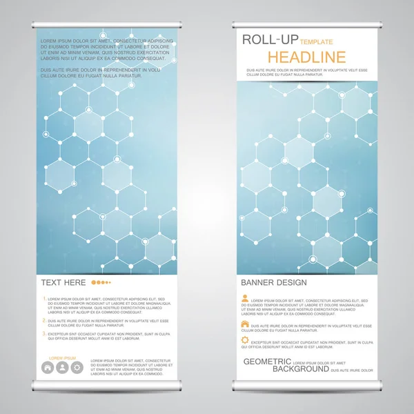 Oprollen, verticale banner voor presentatie en publicatie. Abstracte achtergrond. — Stockvector