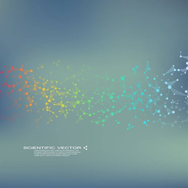 Molekülün Dna ve nöronlar vektör. Moleküler yapısı. Bağlantılı çizgilerin noktalı. Genetik kimyasal bileşikler. Kimya, tıp, bilim, teknoloji kavramı. Geometrik arka plan.