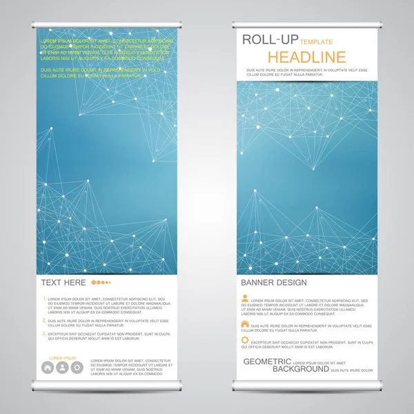 Roll-up banner staat voor presentatie en publicatie. Geometrisch abstracte achtergrond. Vectorillustratie — Stockvector