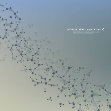 Molekülün Dna ve nöronlar vektör. Moleküler yapısı. Bağlantılı çizgilerin noktalı. Genetik kimyasal bileşikler. Kimya, tıp, bilim, teknoloji kavramı. Geometrik arka plan.