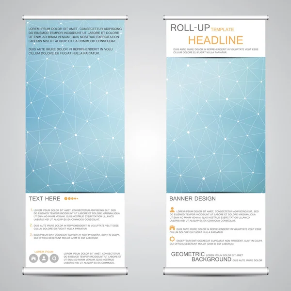 Roll-up banner staat voor presentatie en publicatie. Geometrisch abstracte achtergrond. Vectorillustratie — Stockvector