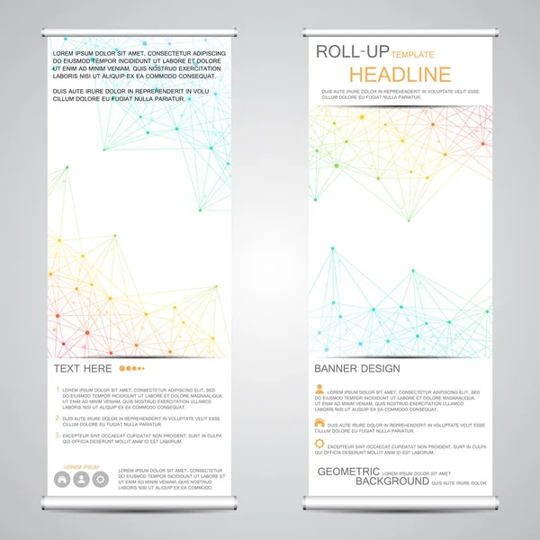 Roll-up banner staat voor presentatie en publicatie. Geometrisch abstracte achtergrond. Vectorillustratie — Stockvector