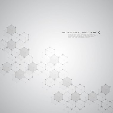 Molekülün Dna ve nöronlar vektör. Moleküler yapısı. Bağlantılı çizgilerin noktalı. Genetik kimyasal bileşikler. Kimya, tıp, bilim, teknoloji kavramı. Geometrik arka plan.