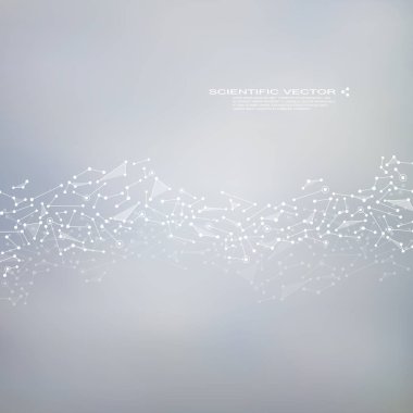 Molekülün Dna ve nöronlar vektör. Moleküler yapısı. Bağlantılı çizgilerin noktalı. Genetik kimyasal bileşikler. Kimya, tıp, bilim, teknoloji kavramı. Geometrik arka plan.