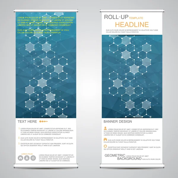Roll-up Banner steht für Präsentation und Veröffentlichung. geometrischer abstrakter Hintergrund. Vektorillustration — Stockvektor