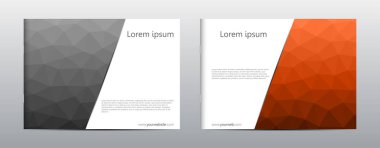 Broşür şablonu düzeni, kapak, faaliyet raporu, dergi üçgen şekli ile A4 boyutunda. Geometrik arka plan. Vektör çizim