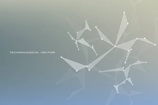 Estructura de partículas moleculares y átomo, fondo abstracto poligonal, concepto de tecnología y ciencia, ilustración vectorial . — Archivo Imágenes Vectoriales