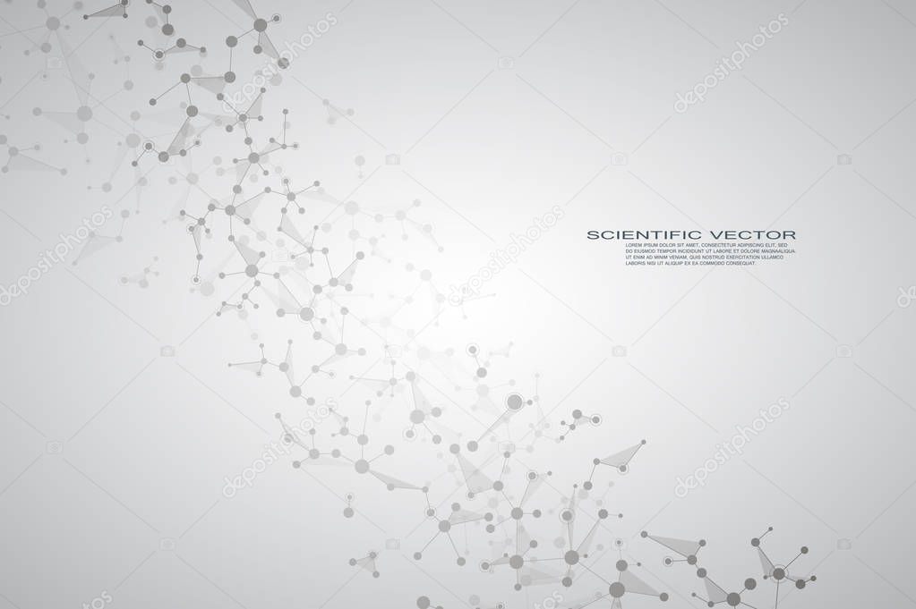 Structure molecule dna and neurons, connected lines with dots, genetic and chemical compounds, vector illustration.