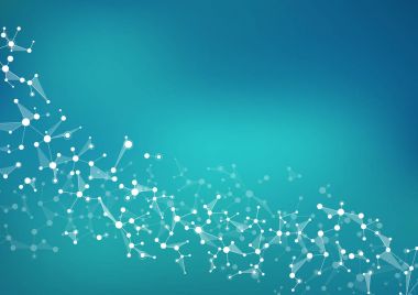 Molekül yapısı dna ve nöronlar, noktalar, genetik ve kimyasal bileşikler, illüstrasyon ile bağlantılı çizgilerin.