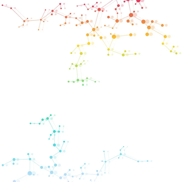 Molekyl struktur dna och nervceller, anslutna linjer med prickar, genetiska och kemiska föreningar, illustration. — Stockfoto