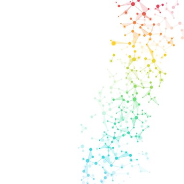 Molekül yapısı dna ve nöronlar, noktalar, genetik ve kimyasal bileşikler, illüstrasyon ile bağlantılı çizgilerin.