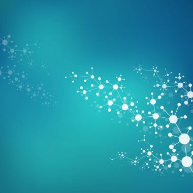 Molekül yapısı dna ve nöronlar, noktalar, genetik ve kimyasal bileşikler, illüstrasyon ile bağlantılı çizgilerin.