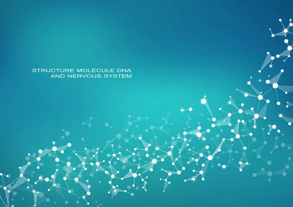 Strukturmolekül DNA und Neuronen, verbundene Linien mit Punkten, genetischen und chemischen Verbindungen, Vektorillustration. — Stockvektor