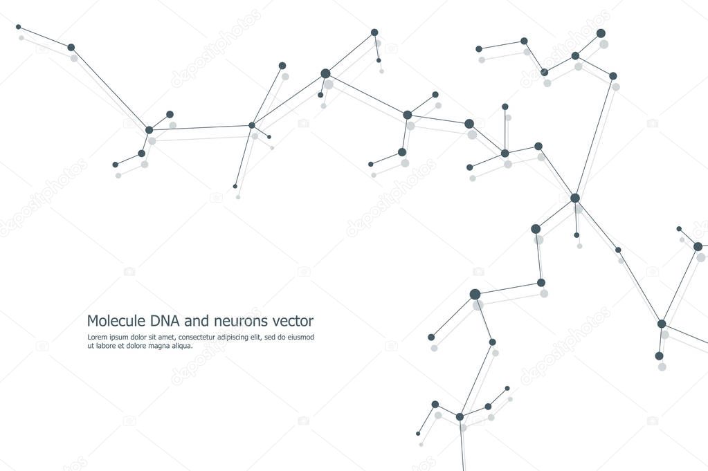 Structure molecule dna and neurons, connected lines with dots, genetic and chemical compounds, vector illustration.