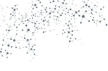 Molekül yapısı dna ve nöronlar, noktalar, genetik ve kimyasal bileşikler, illüstrasyon ile bağlantılı çizgilerin.