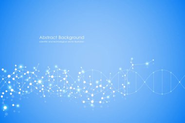 Soyut molekül arka plan, genetik ve kimyasal bileşikler, tıp, teknoloji veya bilimsel kavram vektör çizim