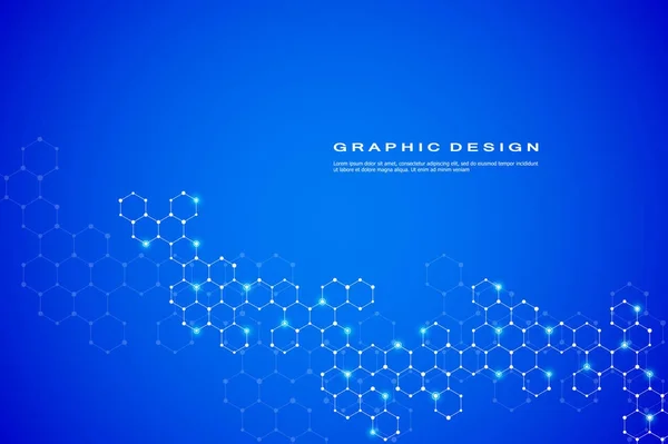 Streszczenie tła molekuły sześciokątnej, związków genetycznych i chemicznych, ilustracji wektora koncepcji naukowej lub technologicznej — Wektor stockowy