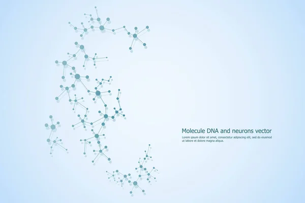 Sfondo astratto della molecola, composti genetici e chimici, illustrazione vettoriale medica, tecnologica o scientifica di concetto — Vettoriale Stock