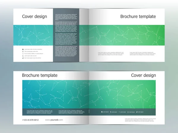 Rechthoek brochure sjabloon lay-out, dekking, jaarverslag, tijdschrift in A4 formaat met moleculaire achtergrond. Vectorillustratie — Stockvector