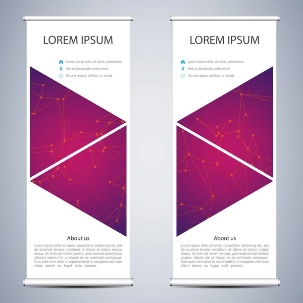 Abstract roll up banner para apresentação e publicação. Modelo de ciência, tecnologia e negócios. Fundo da estrutura do ADN, ilustração do vetor . — Vetor de Stock