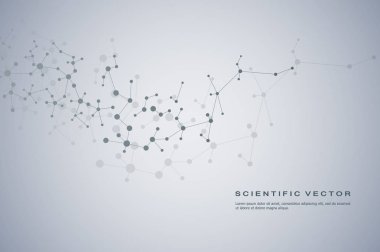 Soyut molekül arka plan, genetik ve kimyasal bileşikler, nokta ile bağlantılı çizgilerin, tıbbi, teknolojik ve bilimsel kavram, vektör çizim