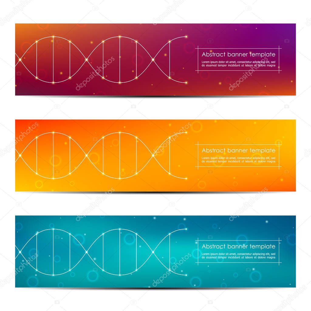 Abstract banner design, dna molecule structure background, vector illustration