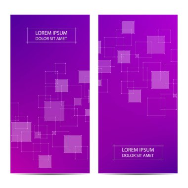 En az kapakları veya banner tasarımı. Geometrik arka plan bağlı çizgiler ve noktalar, vektör çizim ile