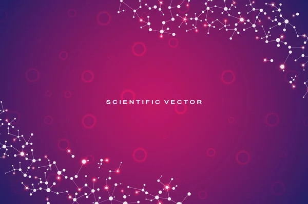 Fondo de moléculas abstractas, compuestos genéticos y químicos, líneas conectadas con puntos, concepto médico, tecnológico y científico, ilustración vectorial . — Vector de stock