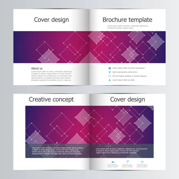 Bi fold square brochure template layout, cover, annual report. Minimalist geometric abstract background. Vector illustration. — Stock Vector