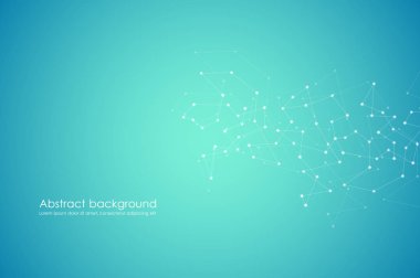 Noktalar ve çizgiler ile küresel ağ bağlantı. Poligonal lineer dijital doku, teknolojik ve bilimsel kavram, vektör çizim.