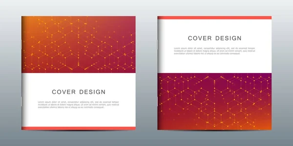 Čtvercové šablony brožura s hexagonální pozadím. Medicíny, vědy a techniky konceptu, vektorové ilustrace. — Stockový vektor