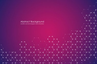 Soyut altıgen arka plan, bilim ve teknoloji kavramı, vektör çizim.