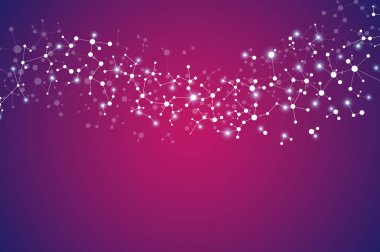 Soyut molekül arka plan, genetik ve kimyasal bileşikler, nokta ile bağlantılı çizgilerin, tıbbi, teknolojik ve bilimsel kavram, illüstrasyon.