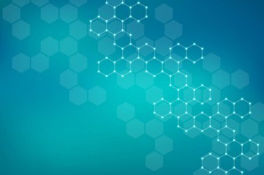 Altıgen arka plan. Tıbbi, bilimsel ve teknolojik kavramı. Geometrik poligonal grafik. İllüstrasyon.