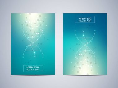 Molekül arka plan, bilimsel ve teknolojik kavramı, vektör çizim kapak veya poster tasarımı.