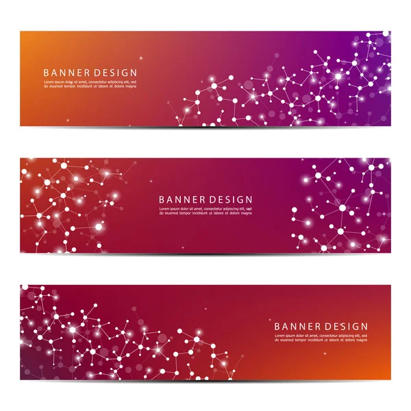 Science and technology banners. DNA molecule structure background. Scientific and technological concept. Vector illustration. — Stock Vector