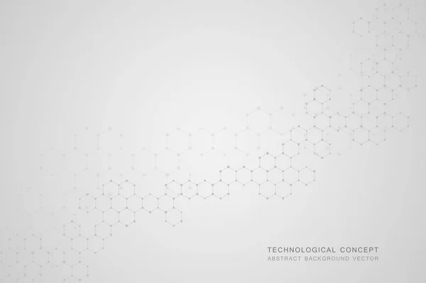 Fondo abstracto geométrico con hexágonos. Molécula de estructura y comunicación. Ciencia, tecnología y concepto médico. Ilustración vectorial . — Vector de stock