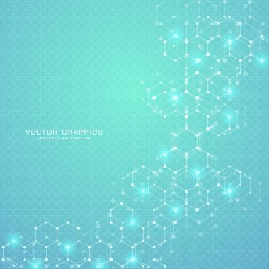 Altıgen yanarak bahislerin doğru ile geometrik arka plan. Yapısı molekül ve iletişim. Bilim, teknoloji ve tıp kavramı. Vektör çizim.