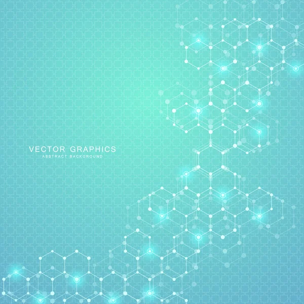 Fondo abstracto geométrico con hexágonos. Molécula de estructura y comunicación. Ciencia, tecnología y concepto médico. Ilustración vectorial . — Vector de stock